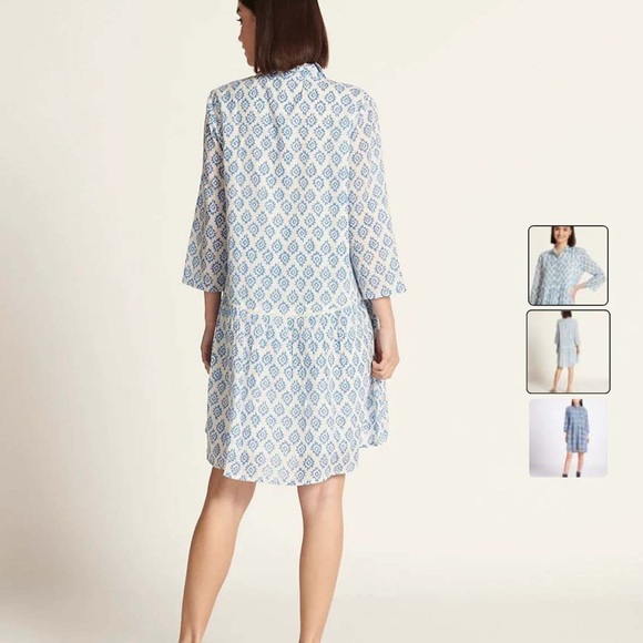 Ro’s Garden Deauville Dress Blue White Block Print oversize shirt dress small - Picture 13 of 14